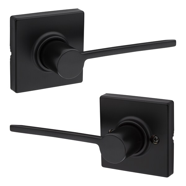 Kwikset Ladera Lever with Square Rose Passage Door Lock with 6AL Latch and RCS Strike Matte Black Finish 200LRLSQT-514 - main